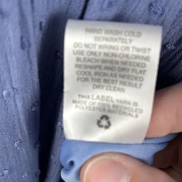 Lucky Brand Women Dress Blue Size Large Boho  V Neck Tie Short Sleeve Smock - Picture 6 of 9